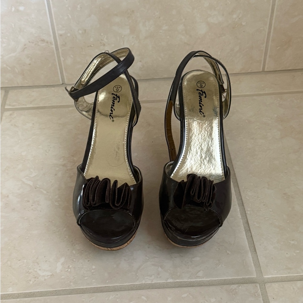 Dark brown Women's Open-Toe Heels
